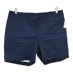 Talbots Perfect Short 7” Navy White Polka Dot Cotton Spandex Women’s 16W NWT